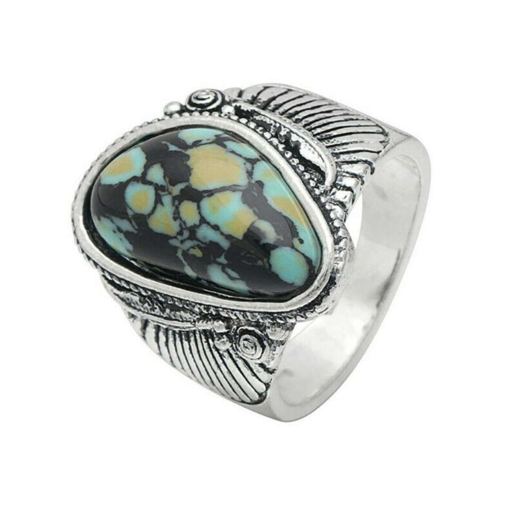 charming Vintage tibet Silver turquoise Ring New - Picture 3 of 4